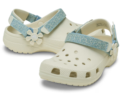 Kinder’ Classic Denim Blume verstellbar Backstrap Clog