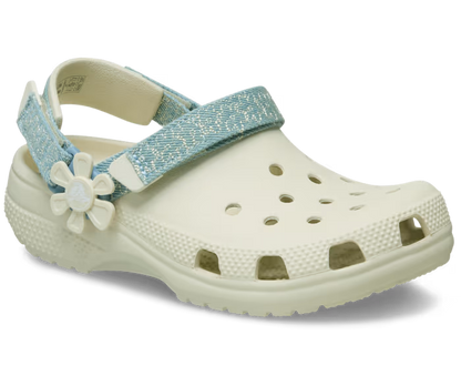 Kinder’ Classic Denim Blume verstellbar Backstrap Clog