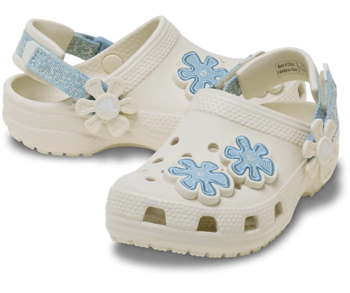 Kleinkind Classic Denim Blume verstellbar Backstrap Clog
