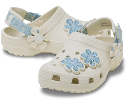 Kleinkind Classic Denim Blume verstellbar Backstrap Clog